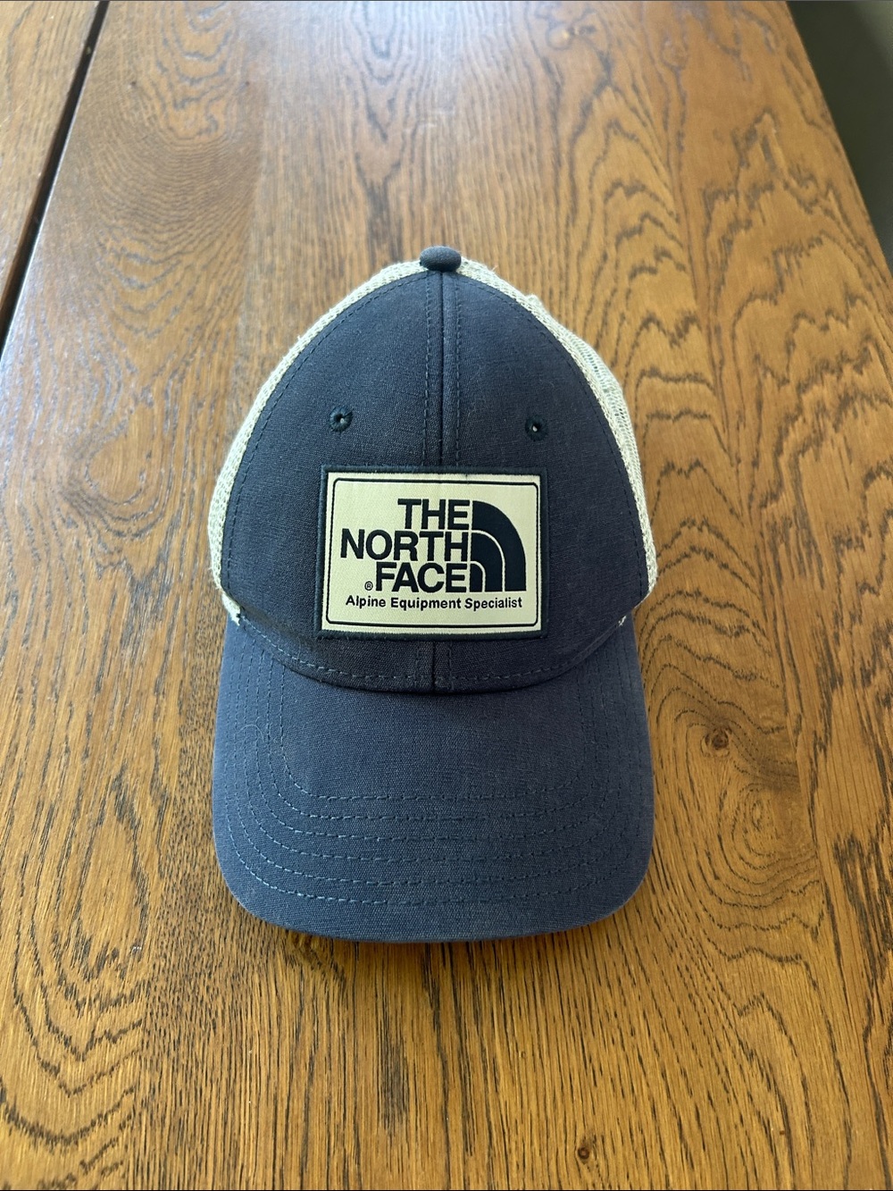 The North Face Navy and Cream Mesh Trucker Hat